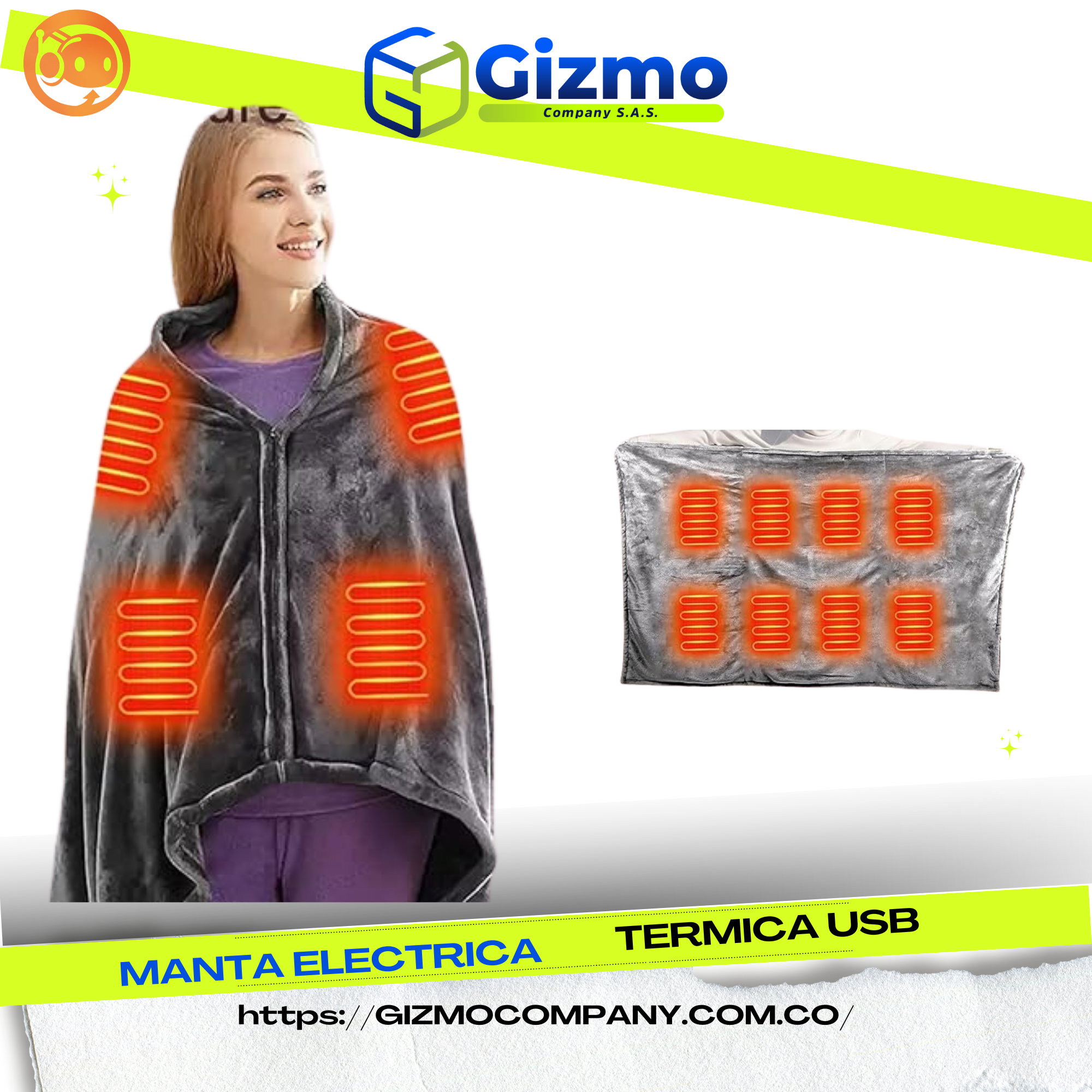 Manta Eléctrica USB, Manta Térmica Cobij